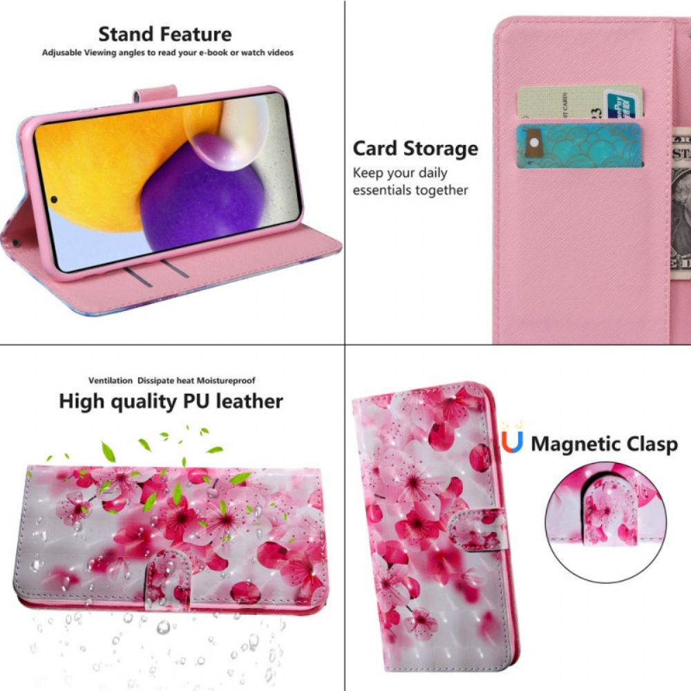 Lederhüllen Für Samsung Galaxy S22 5G Rosa Blumen