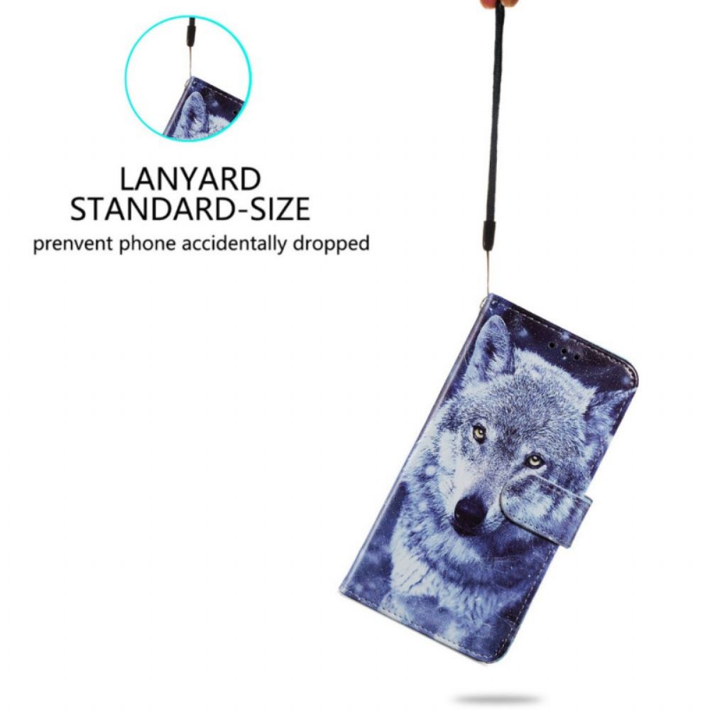 Lederhüllen Für Samsung Galaxy S22 5G Schöne Wölfe Mit Lanyard