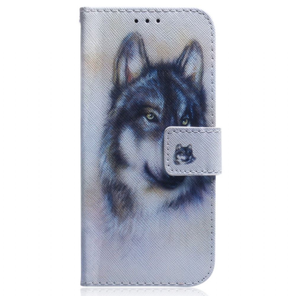 Lederhüllen Für Oppo Reno 8 Lite Aquarell Wolf