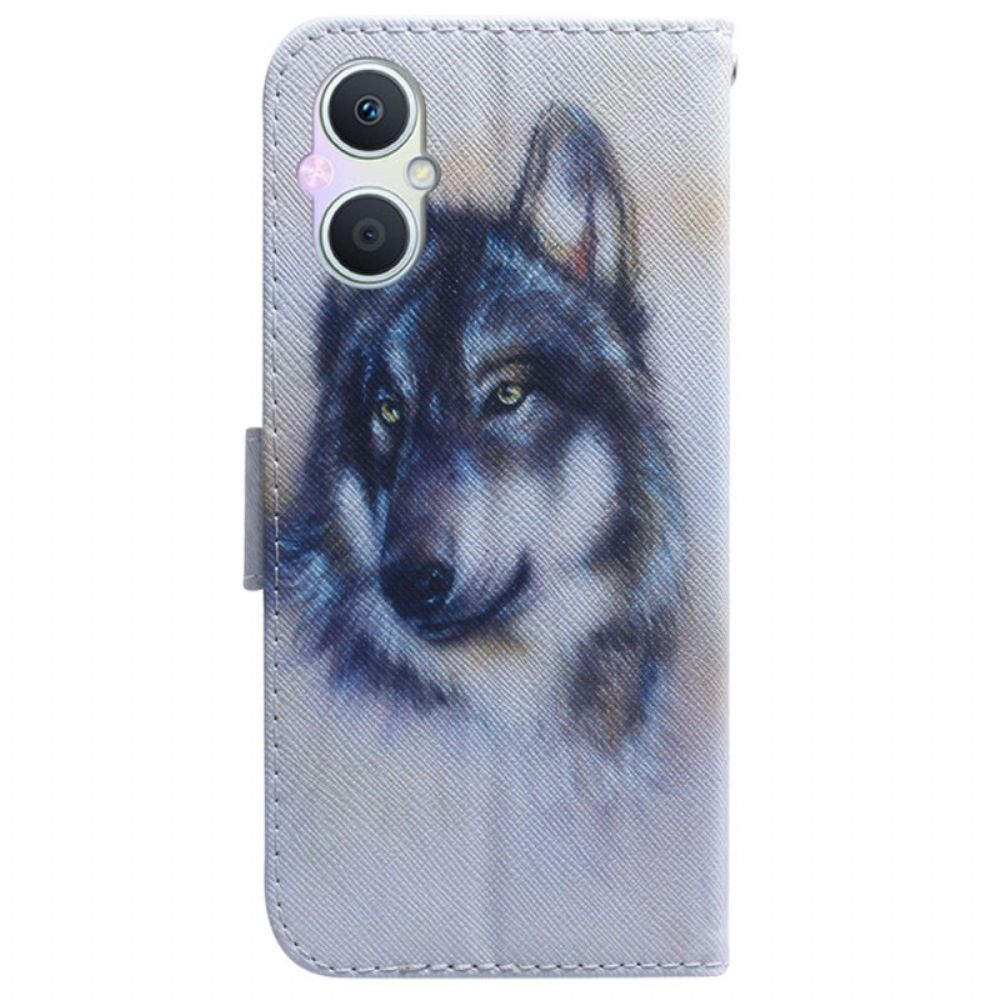 Lederhüllen Für Oppo Reno 8 Lite Aquarell Wolf