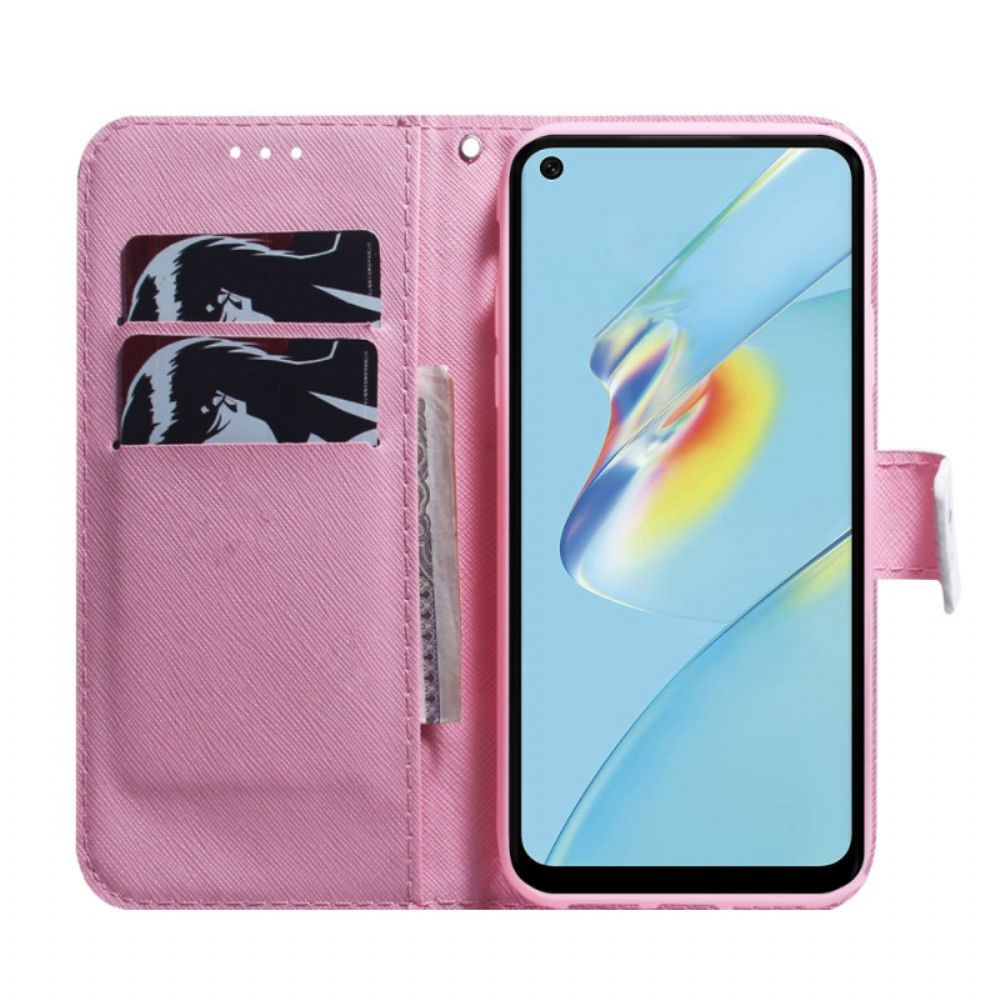 Lederhüllen Für Oppo Reno 8 Lite Rosa Blume