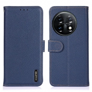 Flip Case Für OnePlus 11 5G Echtes Leder Litschi Khazneh