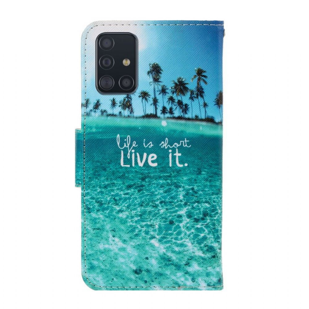 Flip Case Für Samsung Galaxy A71 Mit Kordel Hören Sie Nie Auf Zu Träumen Marineblaues Riemchen