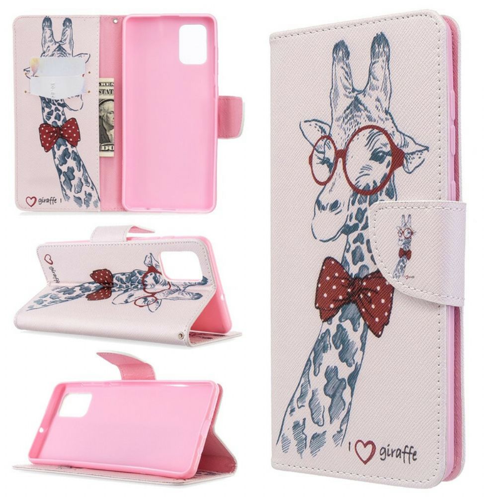 Flip Case Für Samsung Galaxy A71 Nerdige Giraffe