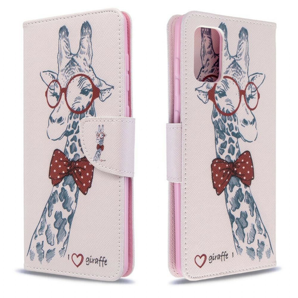 Flip Case Für Samsung Galaxy A71 Nerdige Giraffe