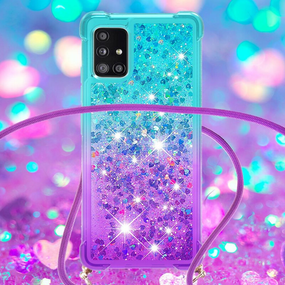 Hülle Für Samsung Galaxy A71 Silikon Glitter Und Kordel