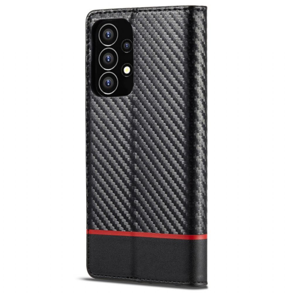 Flip Case Für Samsung Galaxy A53 5G Kohlefaser Lc.imeeke