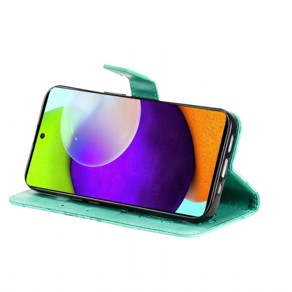 Flip Case Für Samsung Galaxy A53 5G Mit Kordel Riesige Riemchen-schmetterlinge