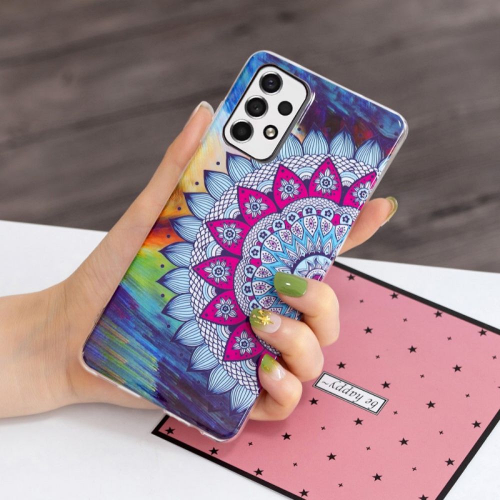 Hülle Für Samsung Galaxy A53 5G Fluoreszierendes Buntes Mandala