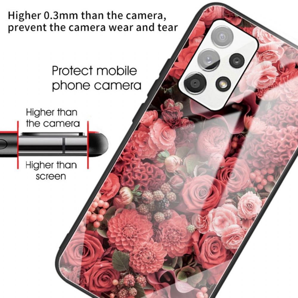 Hülle Für Samsung Galaxy A53 5G Rosa Blumen Aus Gehärtetem Glas