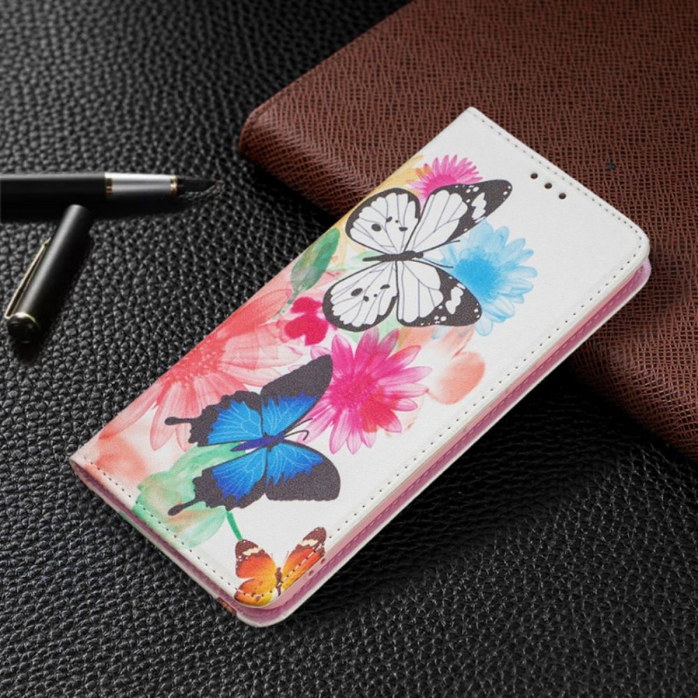 Schutzhülle Für Samsung Galaxy A53 5G Flip Case Bunte Schmetterlinge