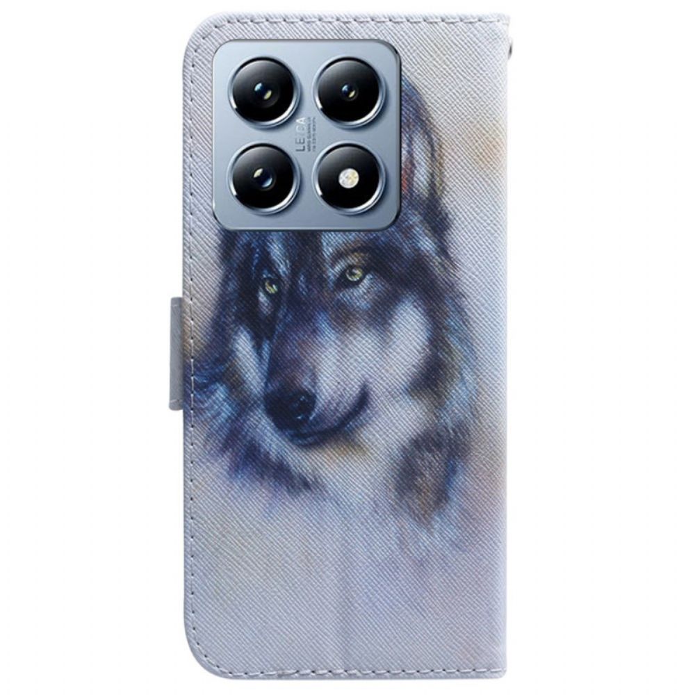 Lederhüllen Xiaomi 14t Pro Aquarell Wolf