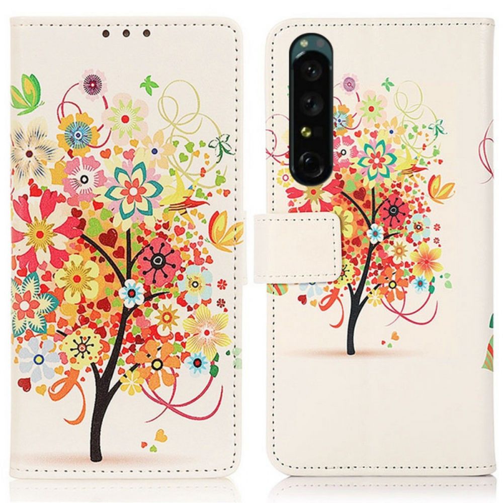 Flip Case Für Sony Xperia 1 IV Blühender Baum