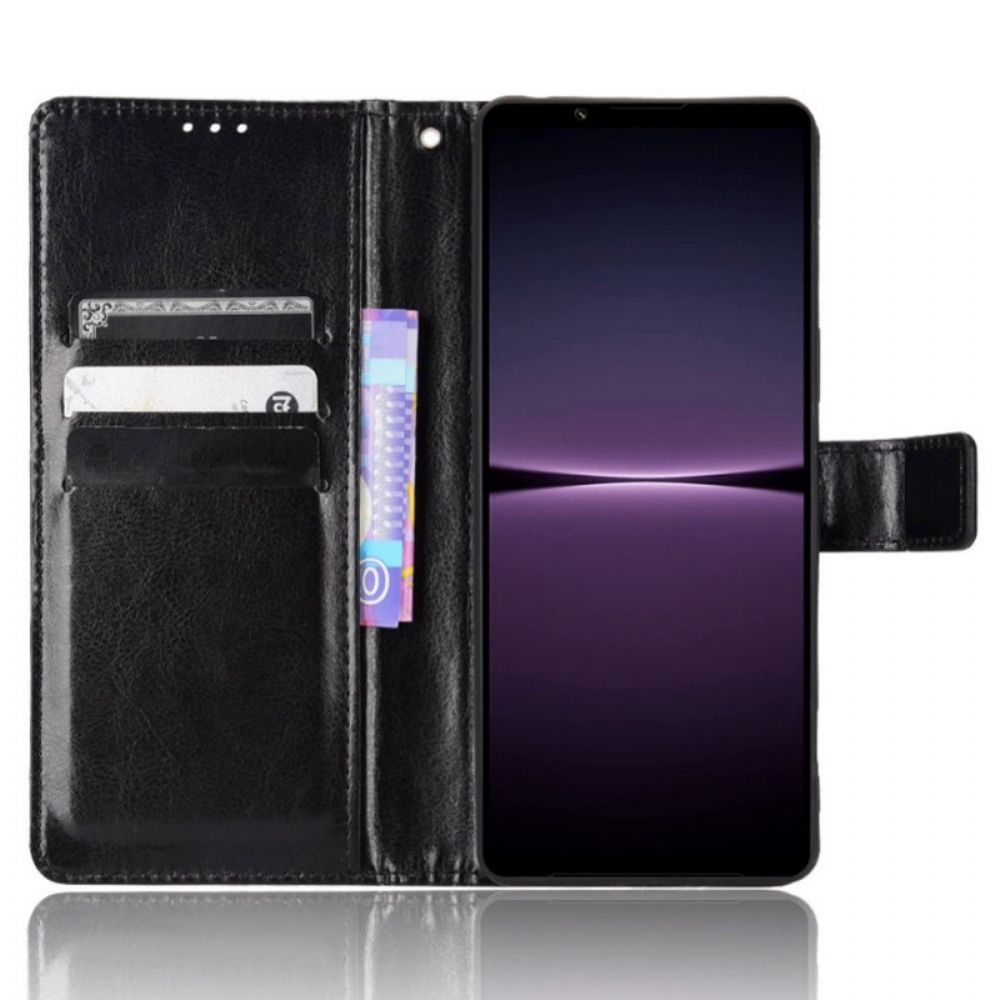 Flip Case Für Sony Xperia 1 IV Mit Kordel Auffälliger Riemchen