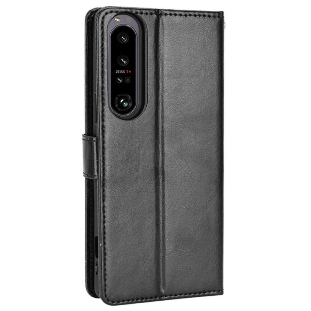 Flip Case Für Sony Xperia 1 IV Mit Kordel Auffälliger Riemchen