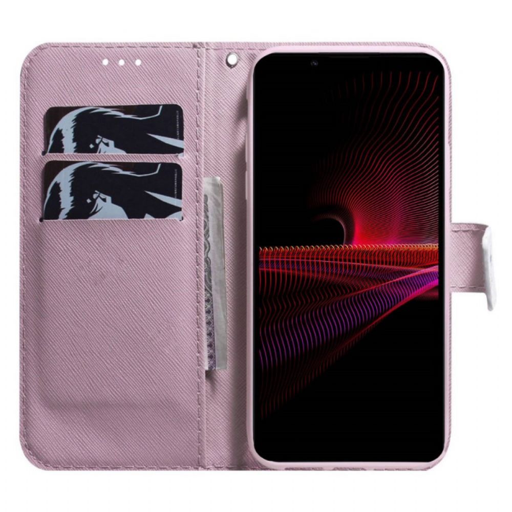 Flip Case Für Sony Xperia 1 IV Mit Kordel Riemenpumpe