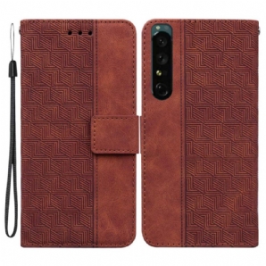 Flip Case Für Sony Xperia 1 IV Mit Kordel Tangamuster