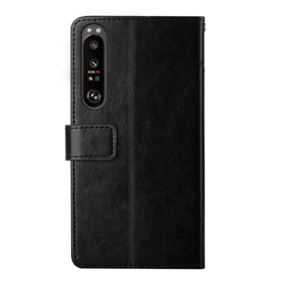 Flip Case Für Sony Xperia 1 IV Mit Kordel Y Riemchenmuster