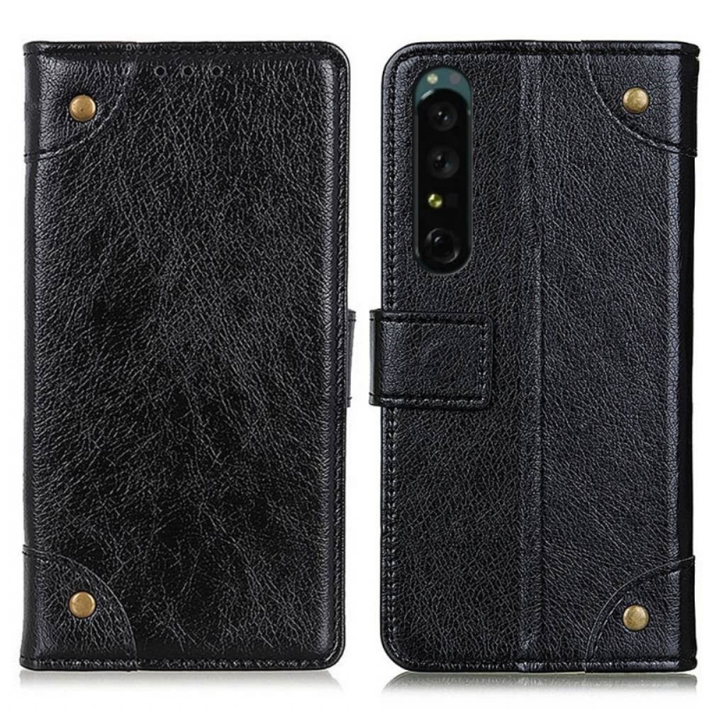 Flip Case Für Sony Xperia 1 IV Nappaleder-style Mit Nieten