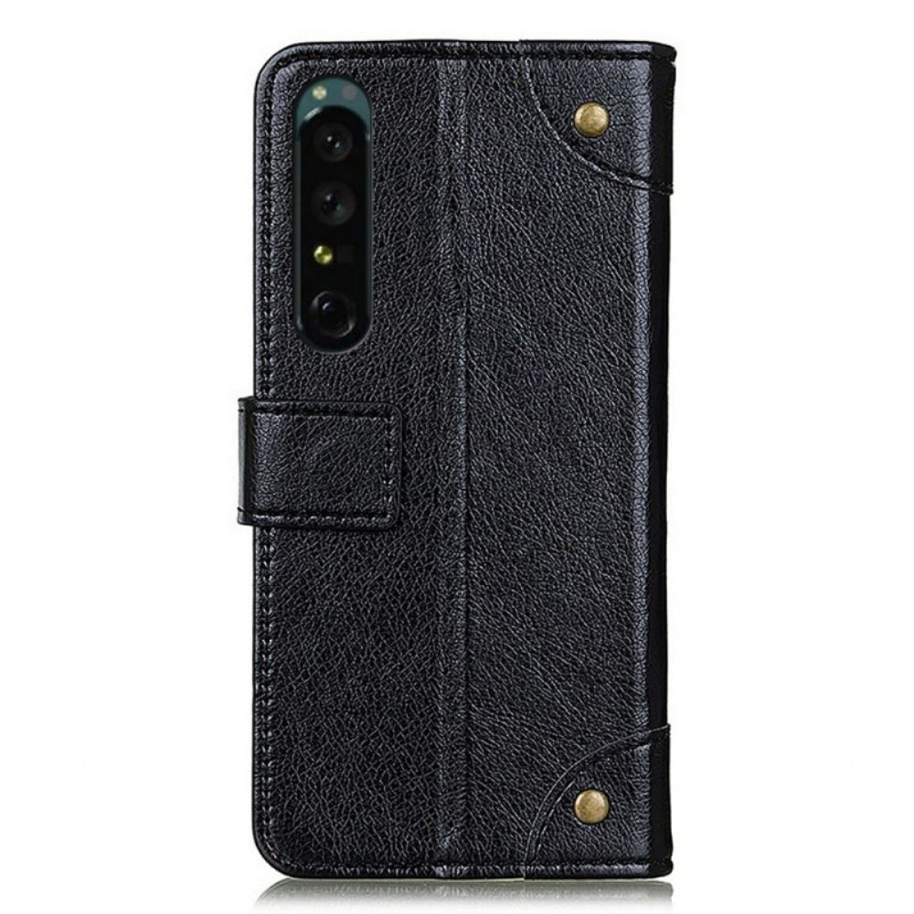 Flip Case Für Sony Xperia 1 IV Nappaleder-style Mit Nieten