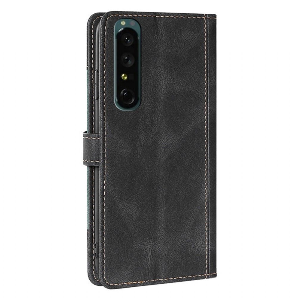 Flip Case Für Sony Xperia 1 IV Zweifarbiges Blumenmuster