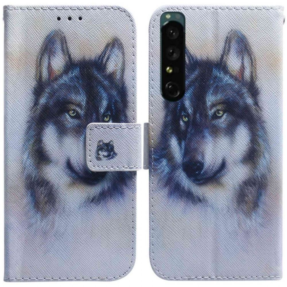 Lederhüllen Für Sony Xperia 1 IV Aquarell Hund