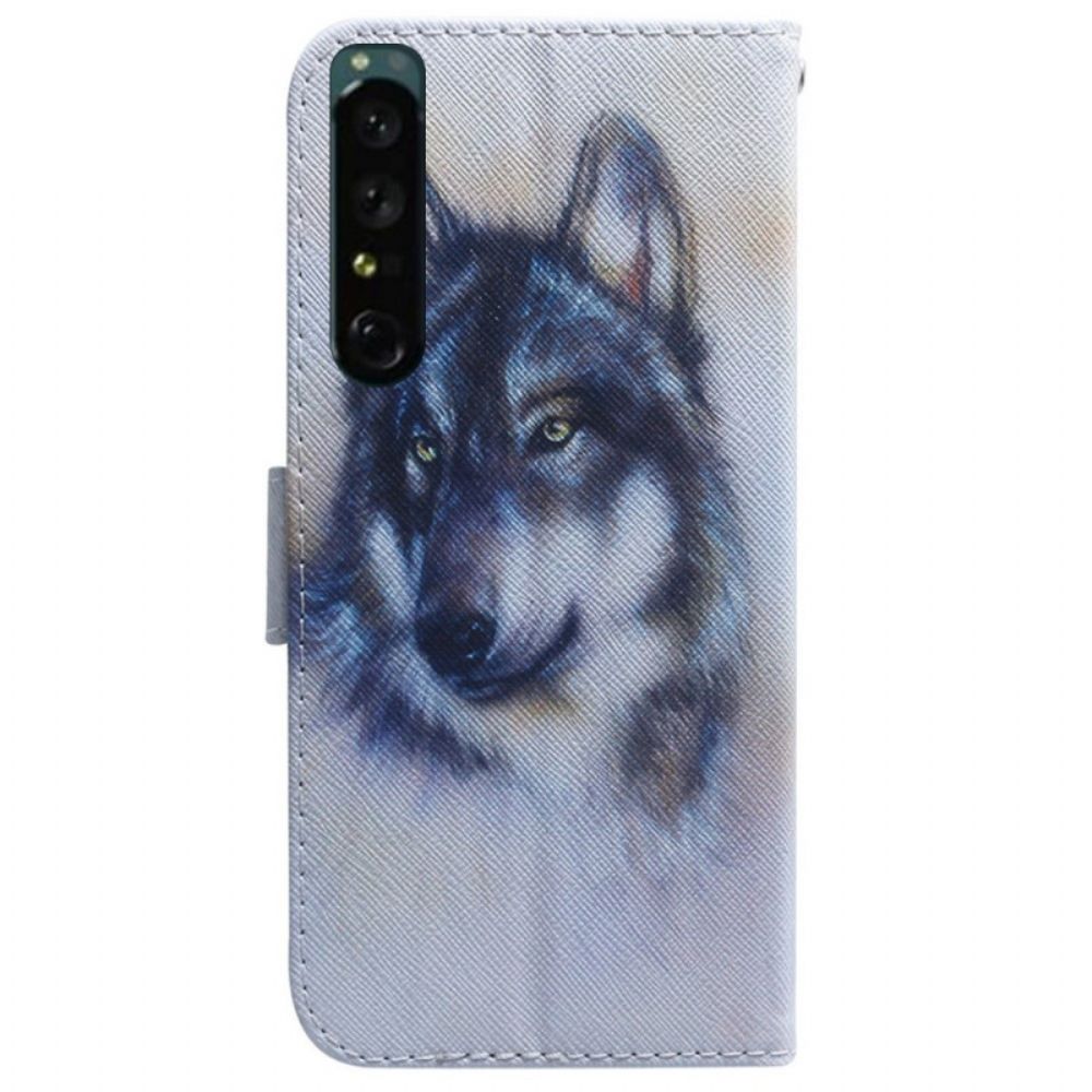 Lederhüllen Für Sony Xperia 1 IV Aquarell Hund