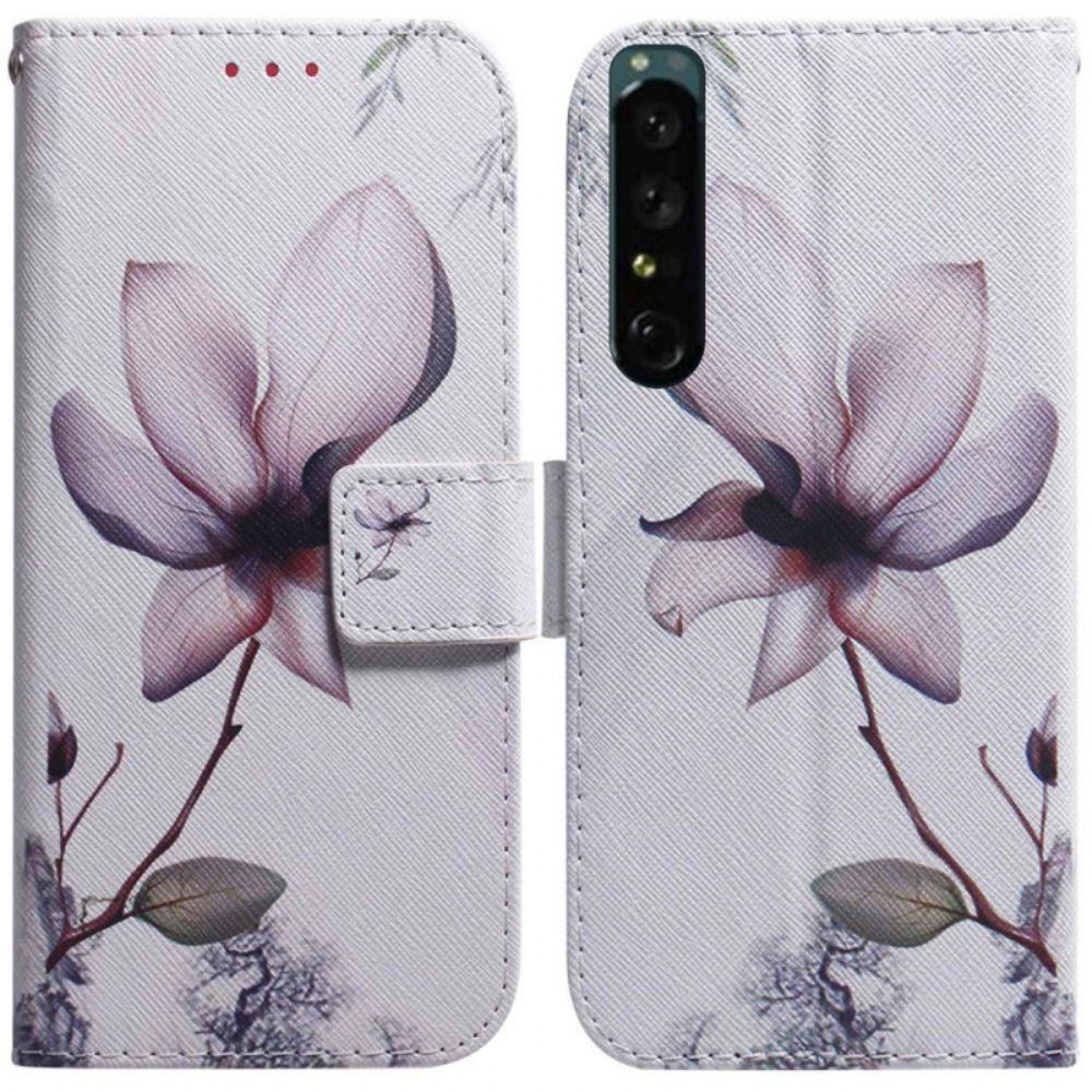 Lederhüllen Für Sony Xperia 1 IV Vintage Rosa Blume