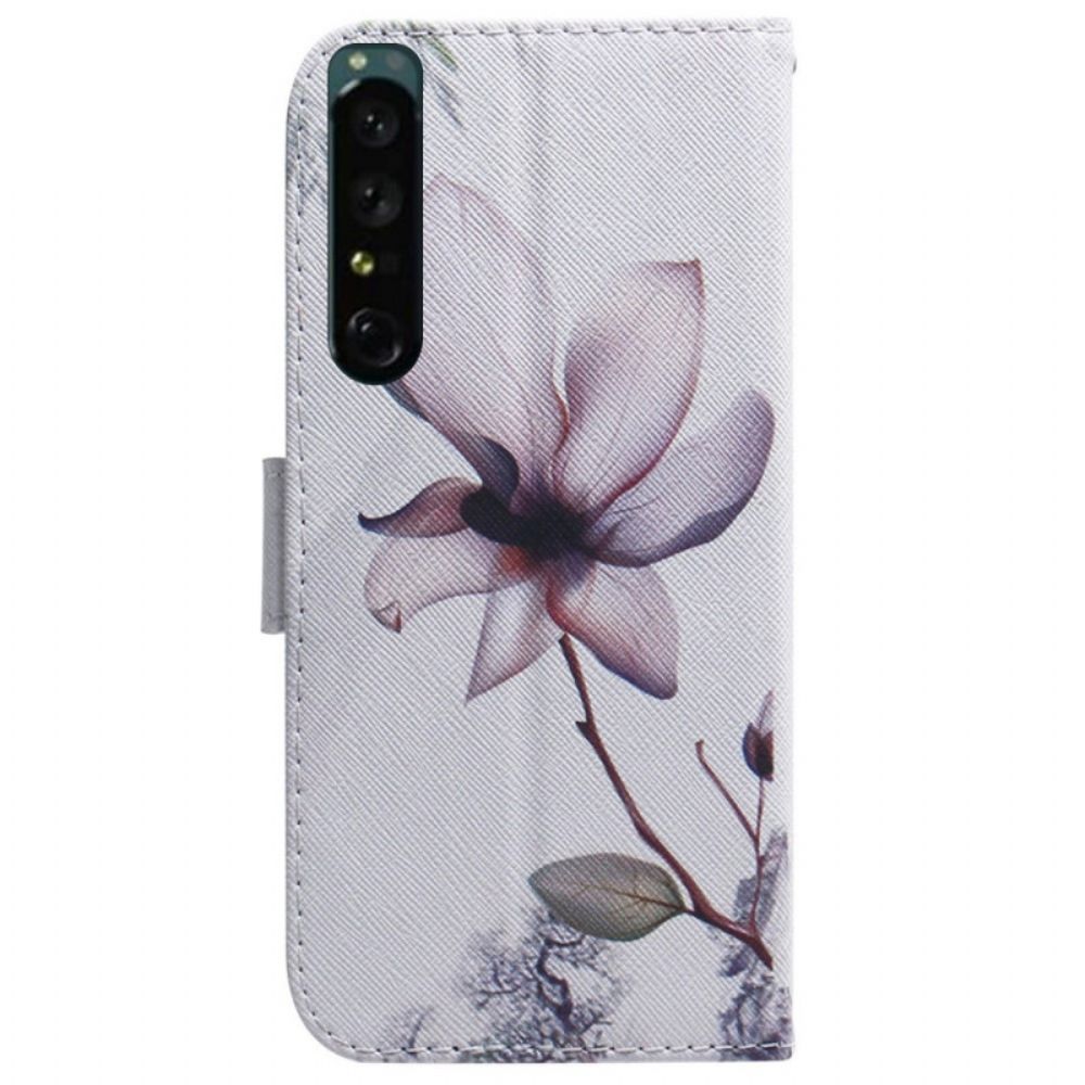 Lederhüllen Für Sony Xperia 1 IV Vintage Rosa Blume