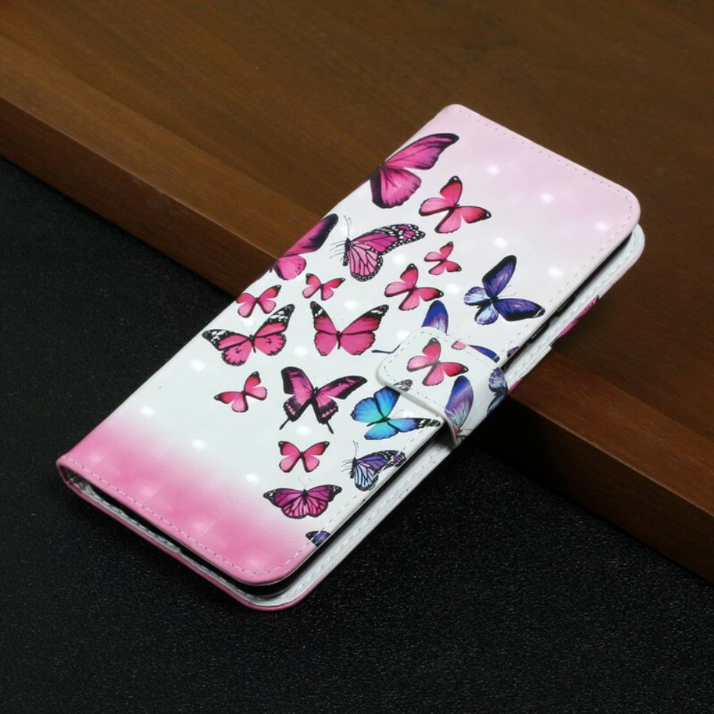 Flip Case Für Samsung Galaxy S21 FE Fliegende Schmetterlinge