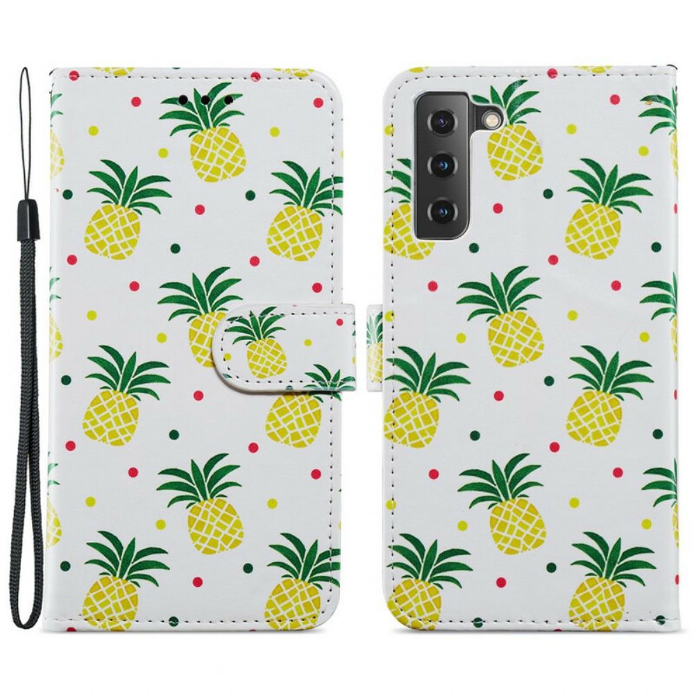 Flip Case Für Samsung Galaxy S21 FE Mehrere Ananas