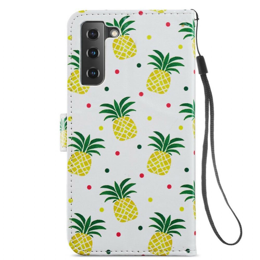 Flip Case Für Samsung Galaxy S21 FE Mehrere Ananas