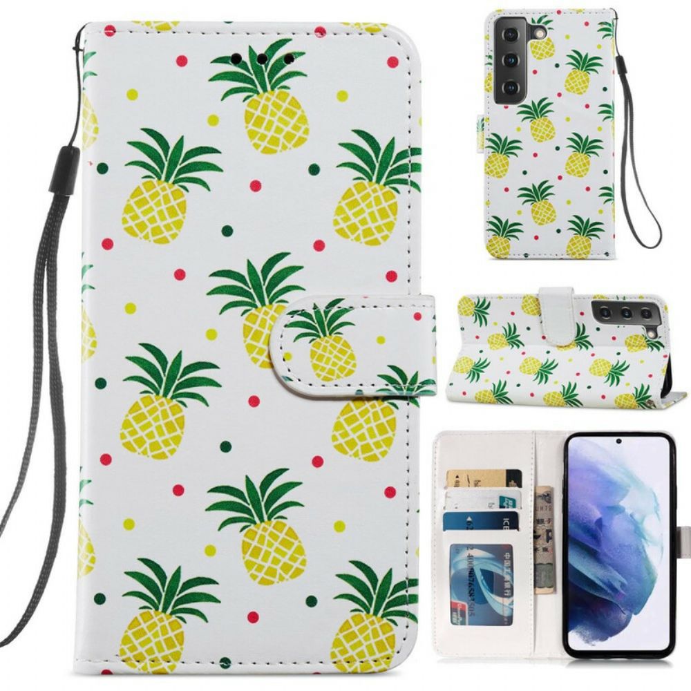 Flip Case Für Samsung Galaxy S21 FE Mehrere Ananas