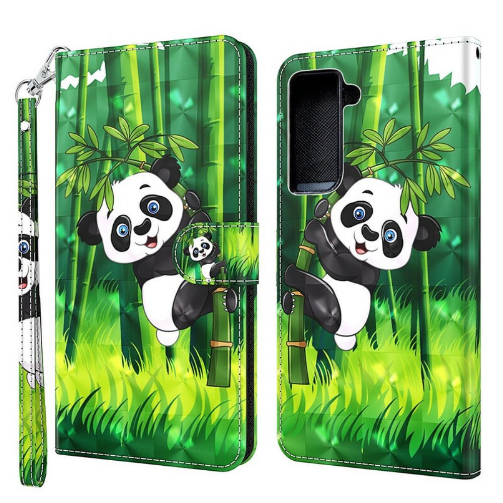 Flip Case Für Samsung Galaxy S21 FE Panda Und Bambus