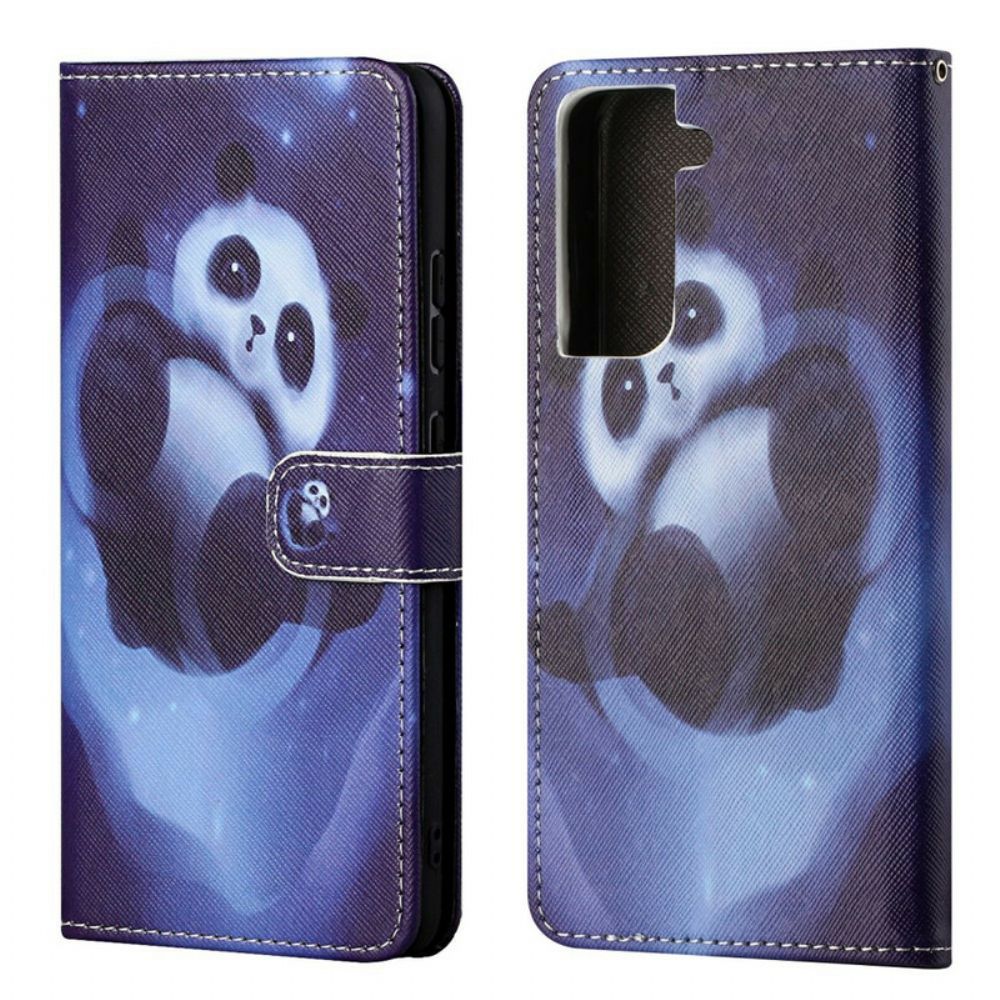 Flip Case Für Samsung Galaxy S21 FE Panda-weltraum