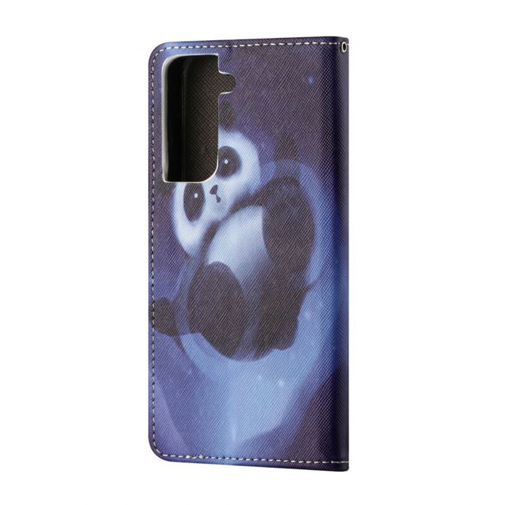 Flip Case Für Samsung Galaxy S21 FE Panda-weltraum