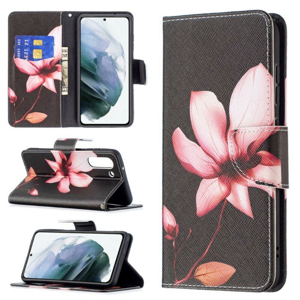 Flip Case Für Samsung Galaxy S21 FE Rosa Blume