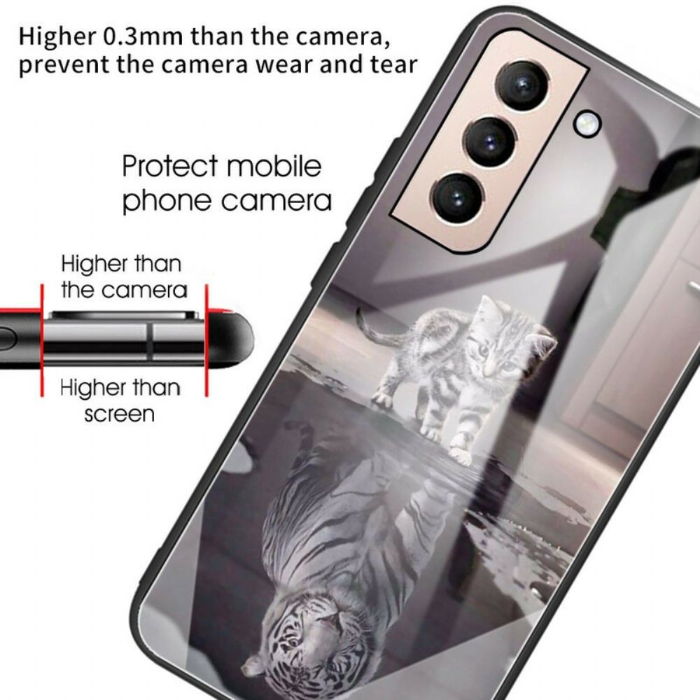 Handyhülle Für Samsung Galaxy S21 FE Hartglas Ernest Der Tiger