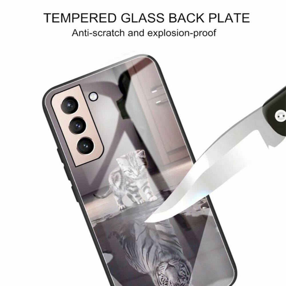 Handyhülle Für Samsung Galaxy S21 FE Hartglas Ernest Der Tiger