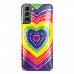 Hülle Für Samsung Galaxy S21 FE Psychedelisches Herz