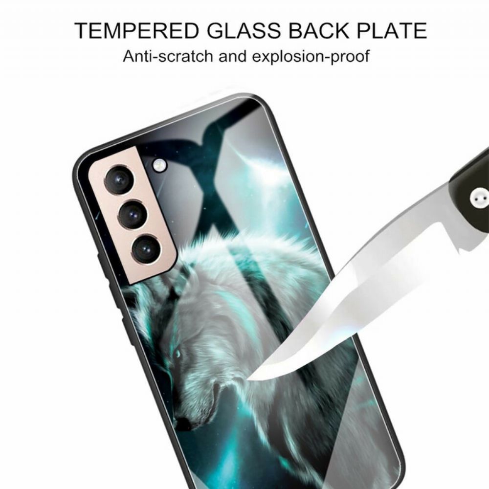 Hülle Für Samsung Galaxy S21 FE Wolf Aus Gehärtetem Glas