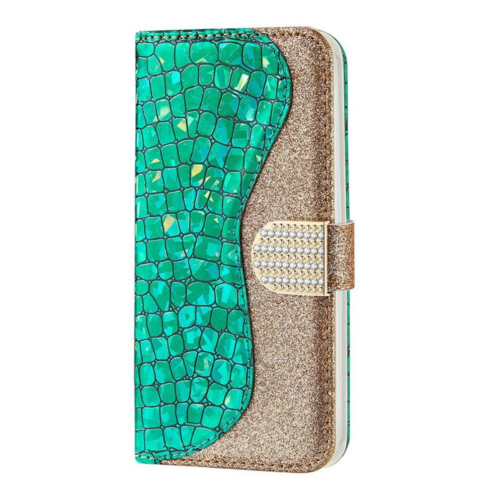 Lederhüllen Für Samsung Galaxy S21 FE Croc-diamanten