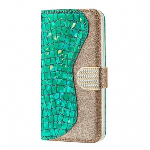 Lederhüllen Für Samsung Galaxy S21 FE Croc-diamanten