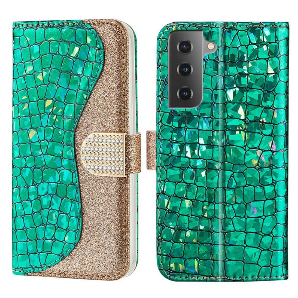 Lederhüllen Für Samsung Galaxy S21 FE Croc-diamanten