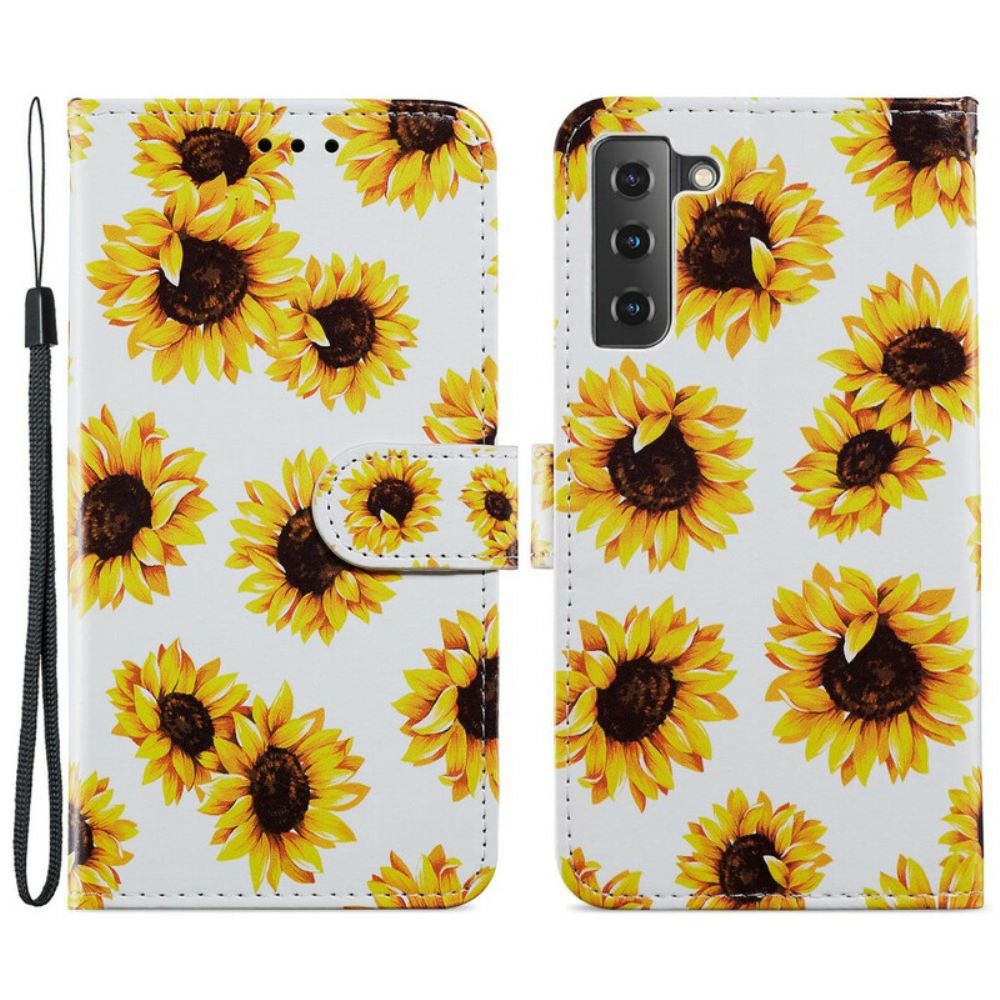 Lederhüllen Für Samsung Galaxy S21 FE Sonnenblumen