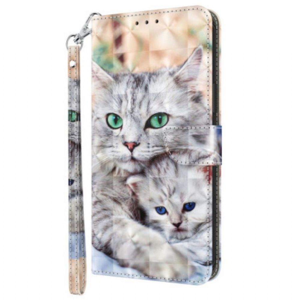 Flip Case Für iPhone 15 Pro Max Mit Kordel Zarte Tanga-katzen