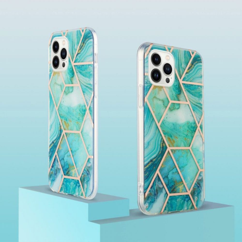 Handyhülle Für iPhone 15 Pro Max Geometrischer Marmor