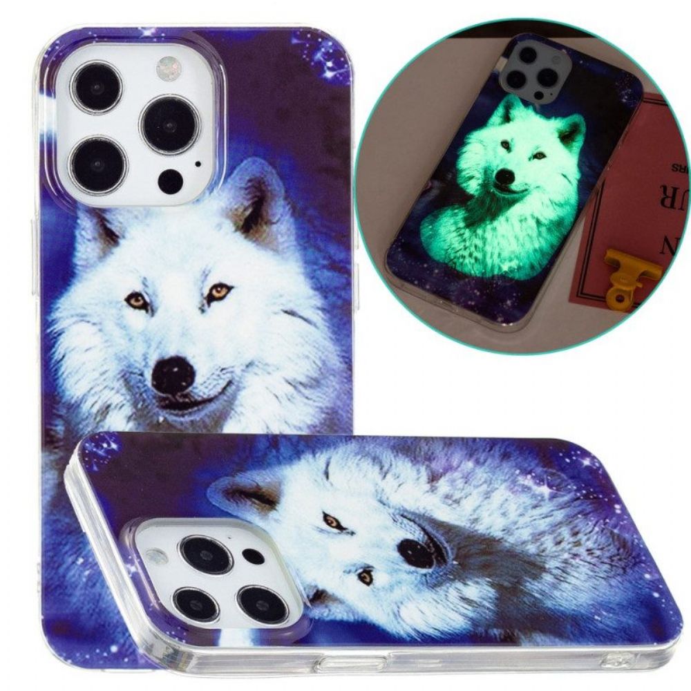 Hülle Für iPhone 15 Pro Max Fluoreszierender Wolf