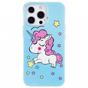 Hülle Für iPhone 15 Pro Max Fluoreszierendes Einhorn