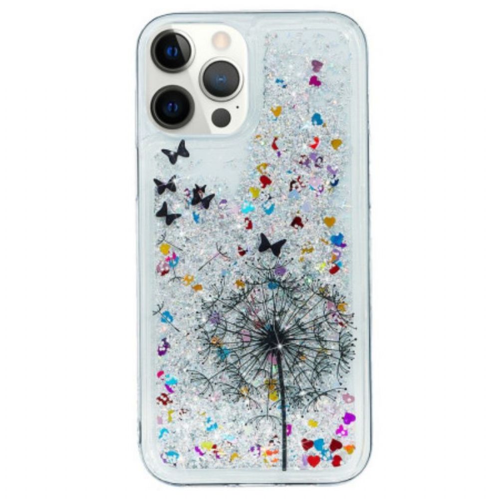 Hülle Für iPhone 15 Pro Max Löwenzahnglitter